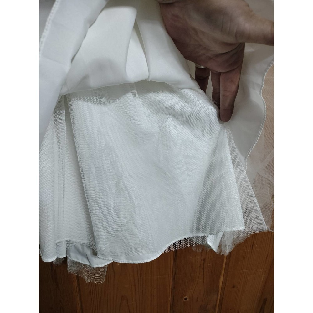 David's Bridal child size 4 formal dress beige & white flower girl jr bridesmaid - Picture 9 of 16